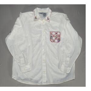 Capacity White Embroidered Shirt Patch Pocket Sz M Cottagecore